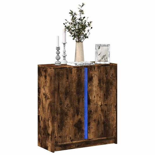 vidaXL Sideboard with LED Smoked Oak 77x34x85 cm Engineered Wood 1