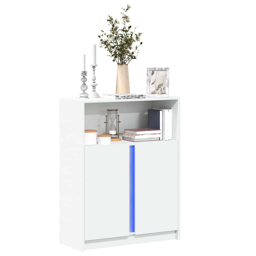 Sideboard with LED 42,5x34x100 cm Engineered Wood White 77 cm