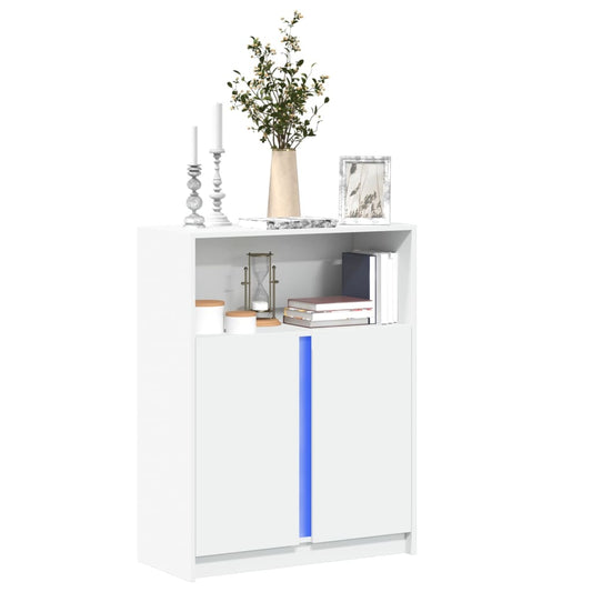Sideboard with LED 42,5x34x100 cm Engineered Wood White 77 cm