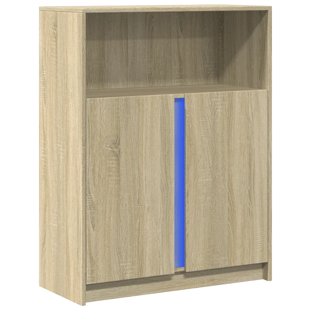 Sideboard with LED 42,5x34x100 cm Engineered Wood Sonoma oak 77 cm