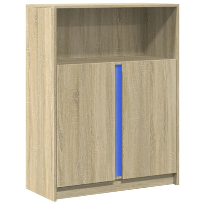 Sideboard with LED 42,5x34x100 cm Engineered Wood Sonoma oak 77 cm