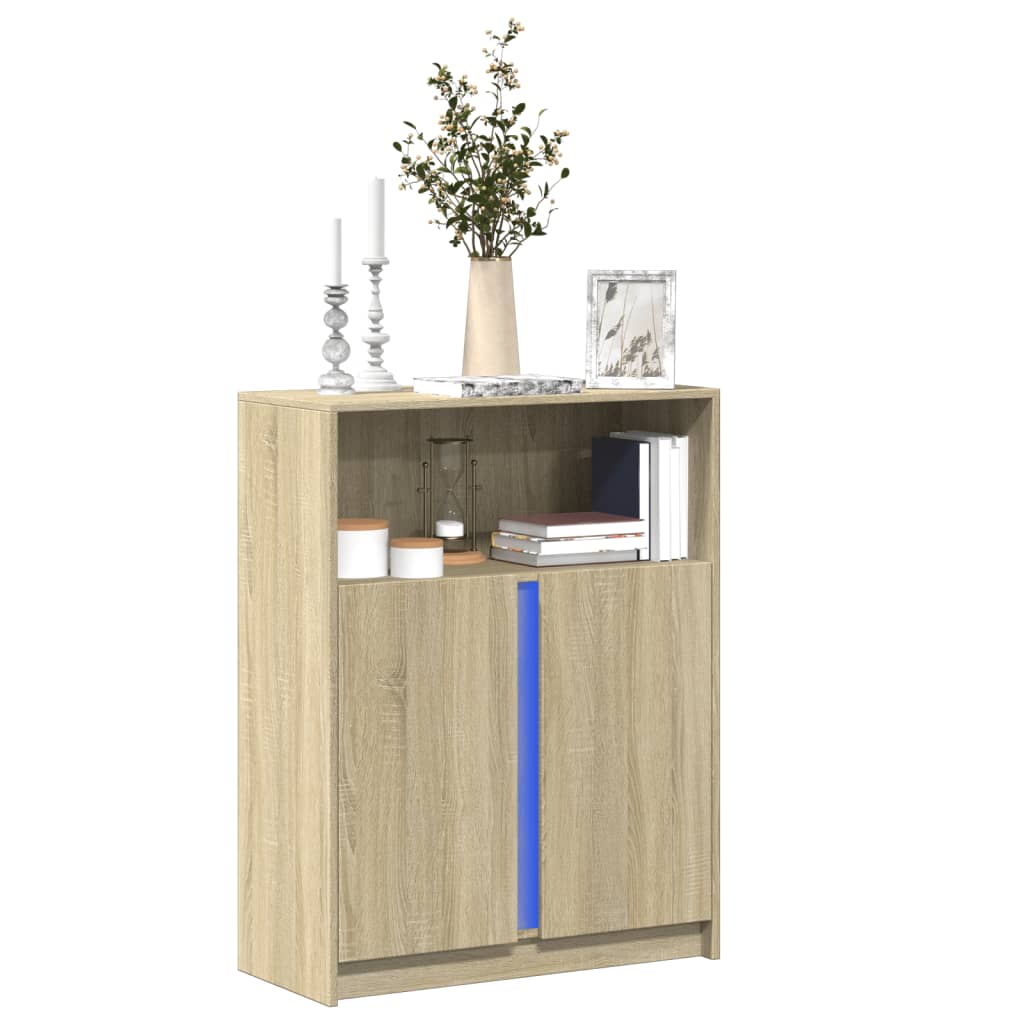 Sideboard with LED 42,5x34x100 cm Engineered Wood Sonoma oak 77 cm