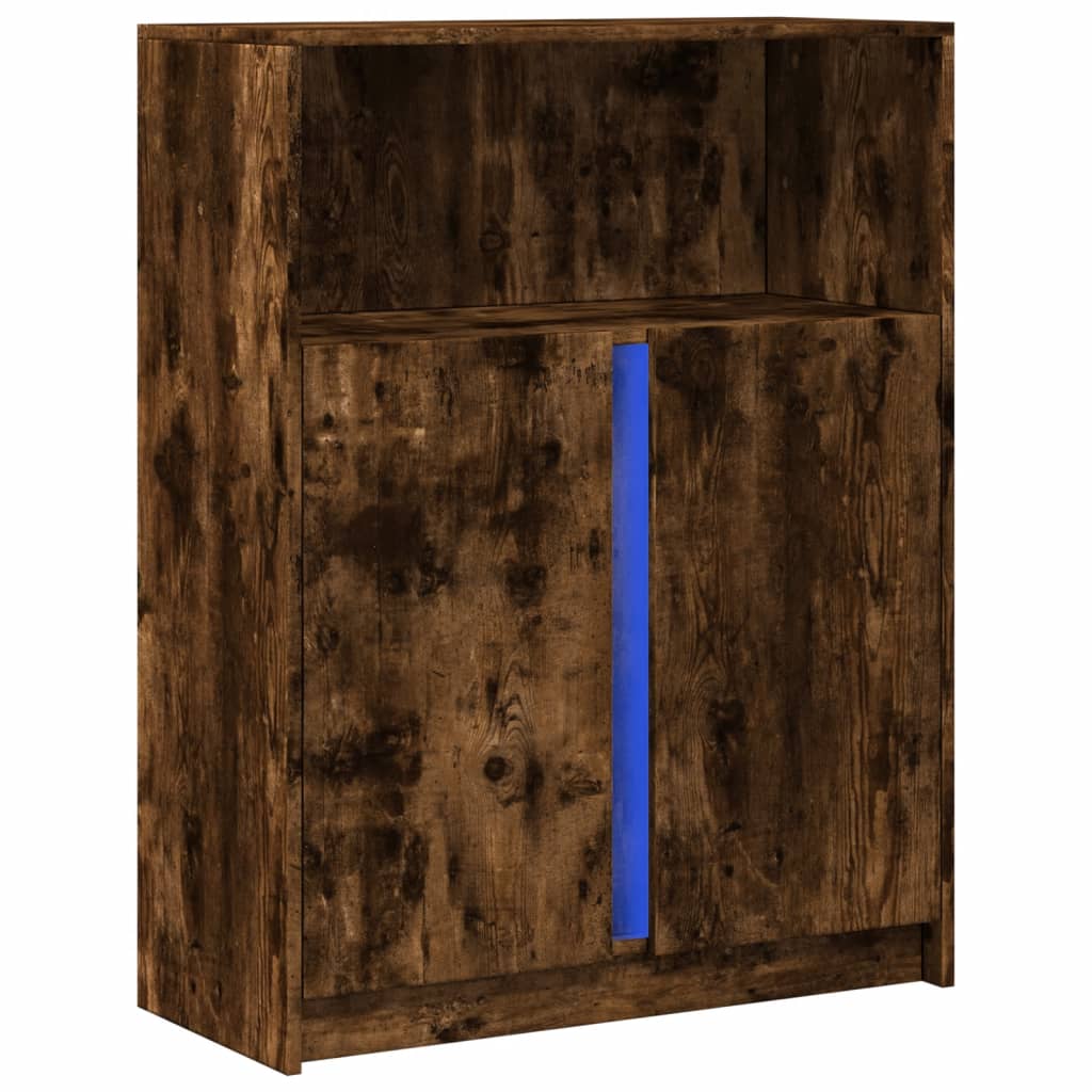 Sideboard with LED 42,5x34x100 cm Engineered Wood Smoked oak 77 cm