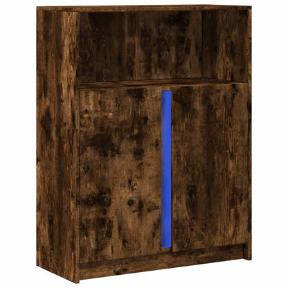 Sideboard with LED 42,5x34x100 cm Engineered Wood Smoked oak 77 cm