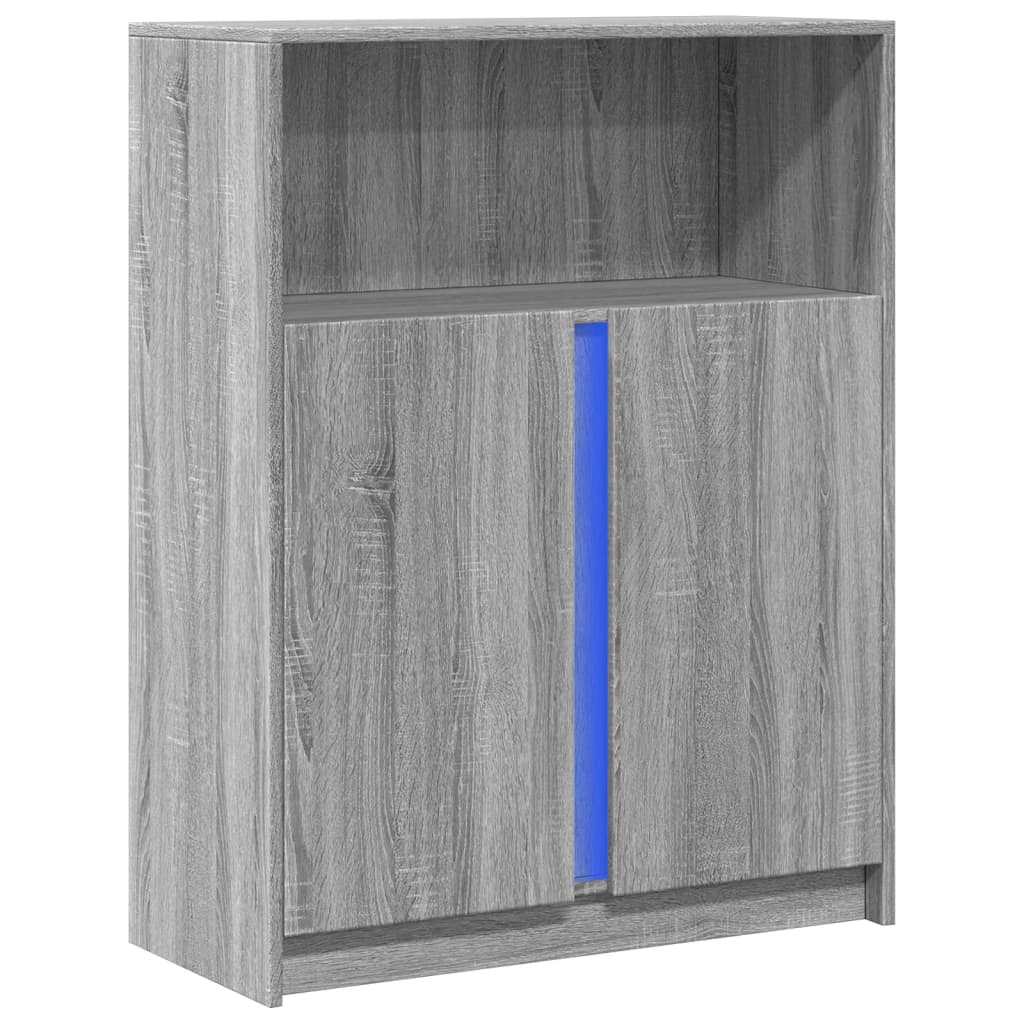 Sideboard with LED 42,5x34x100 cm Engineered Wood Grey sonoma 77 cm