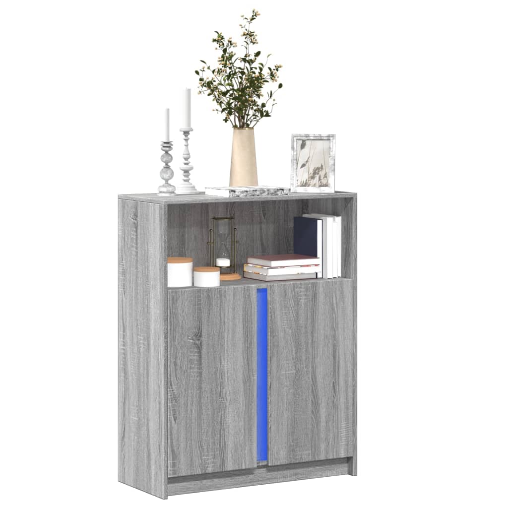 vidaXL Sideboard with LED Grey Sonoma 77x34x100 cm Engineered Wood 1