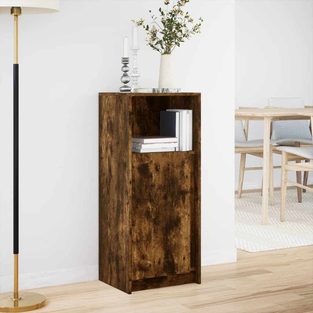 vidaXL Sideboard with LED Smoked Oak 42.5x34x100 cm Engineered Wood 4