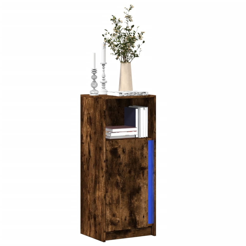 vidaXL Sideboard with LED Smoked Oak 42.5x34x100 cm Engineered Wood 1