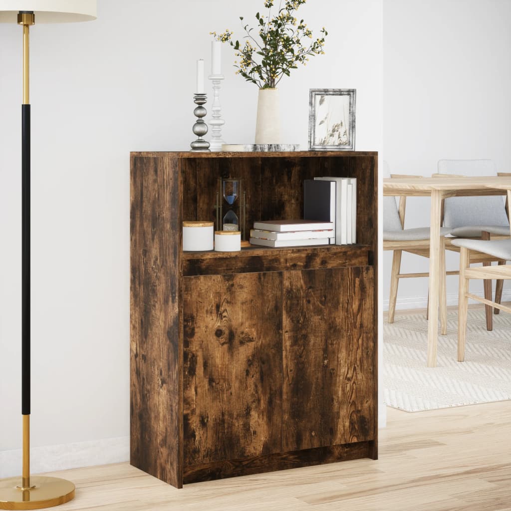 vidaXL Sideboard with LED Smoked Oak 72x34x100 cm Engineered Wood 4