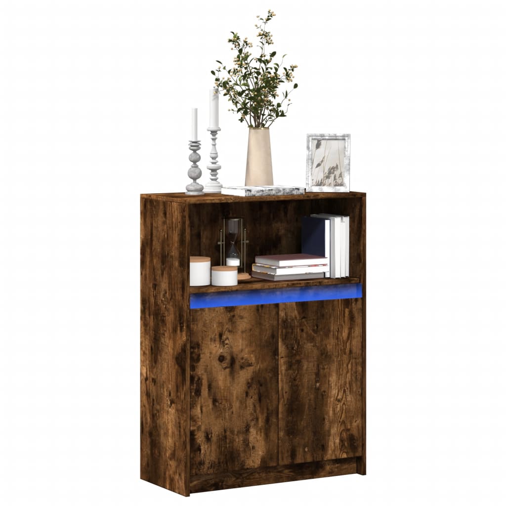 vidaXL Sideboard with LED Smoked Oak 72x34x100 cm Engineered Wood 1