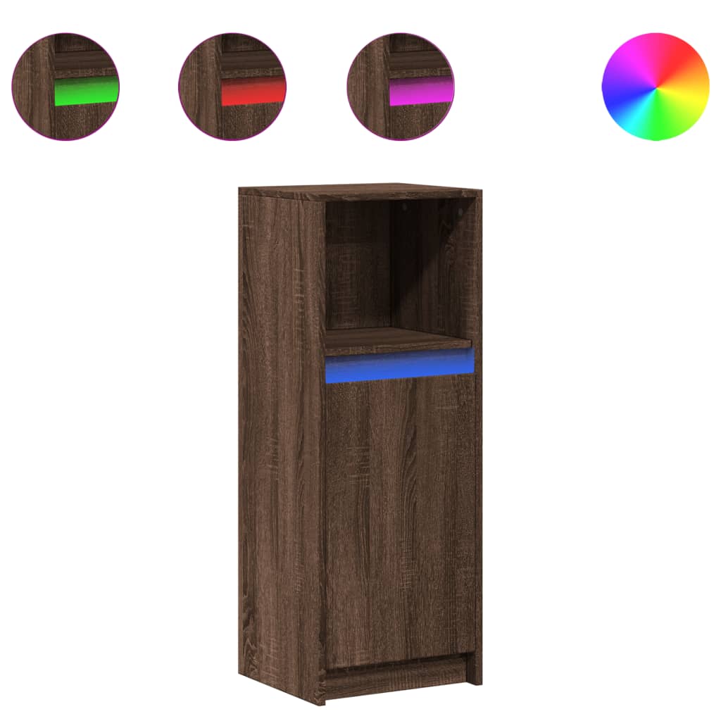 vidaXL Sideboard with LED Brown Oak 38x34x100 cm Engineered Wood 2