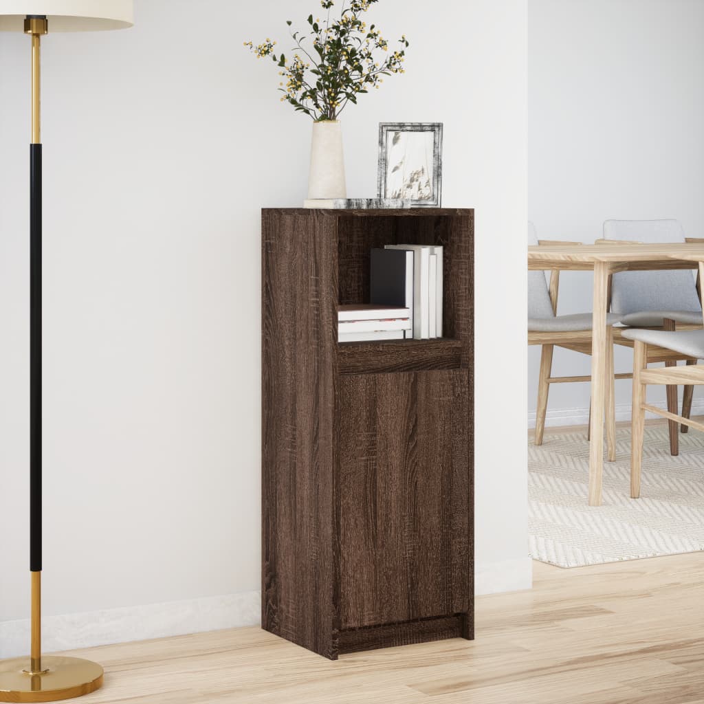 vidaXL Sideboard with LED Brown Oak 38x34x100 cm Engineered Wood 4