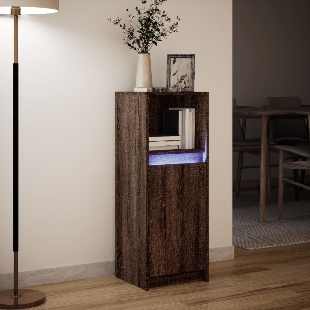 vidaXL Sideboard with LED Brown Oak 38x34x100 cm Engineered Wood 5
