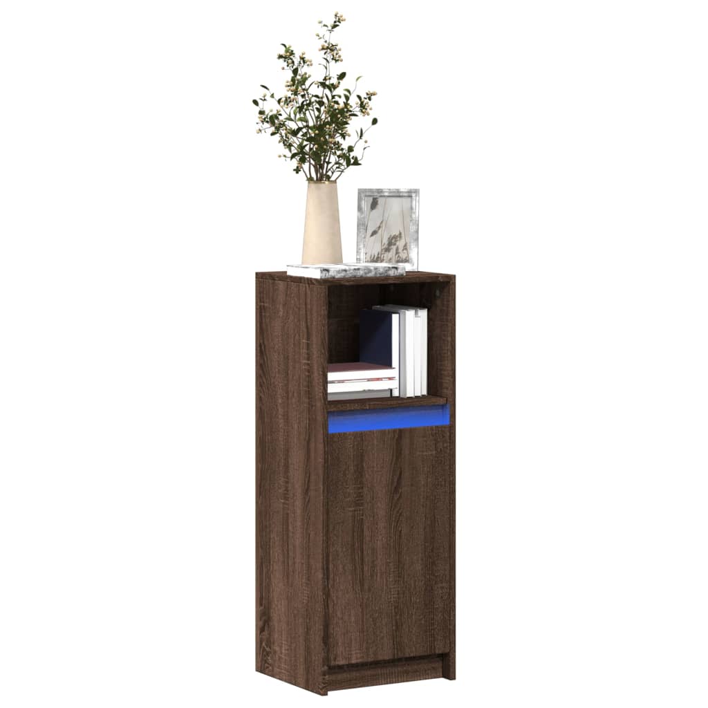 vidaXL Sideboard with LED Brown Oak 38x34x100 cm Engineered Wood 1