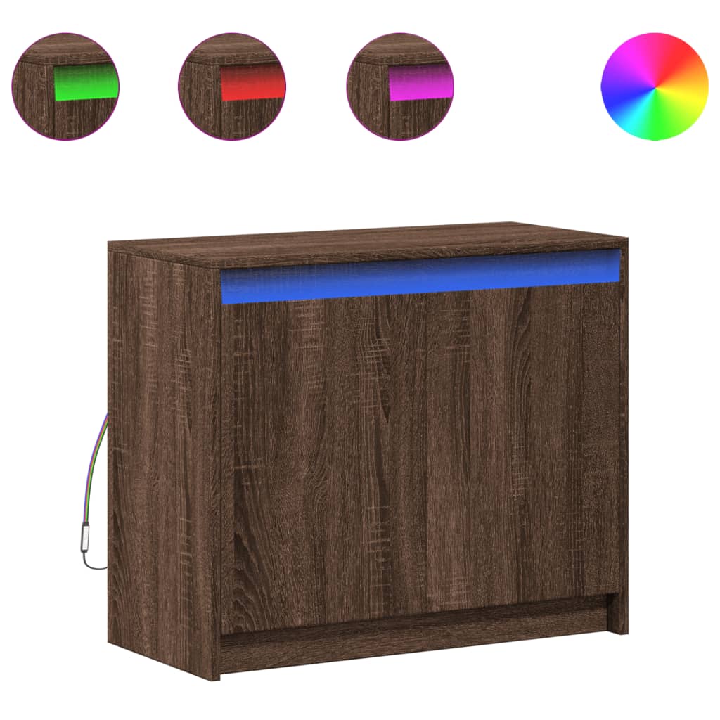 vidaXL Sideboard with LED Brown Oak 72x34x61 cm Engineered Wood 2