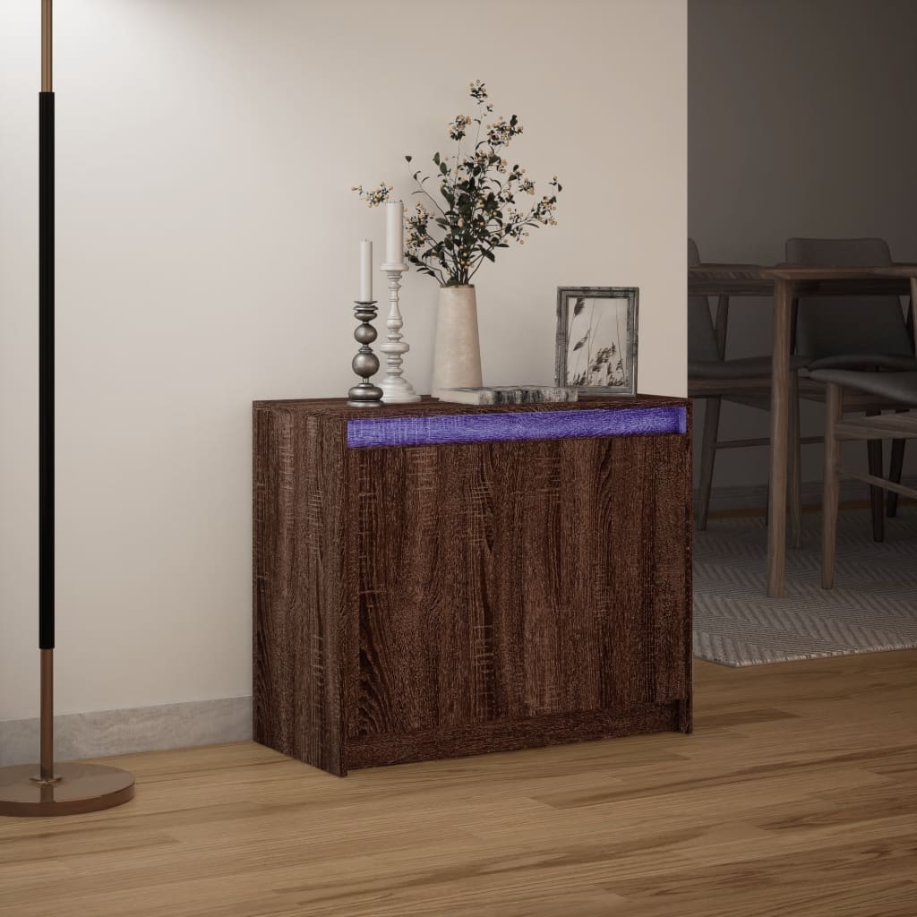 vidaXL Sideboard with LED Brown Oak 72x34x61 cm Engineered Wood 5