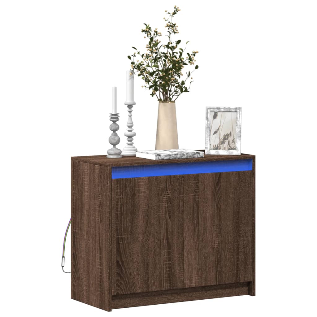 vidaXL Sideboard with LED Brown Oak 72x34x61 cm Engineered Wood 1