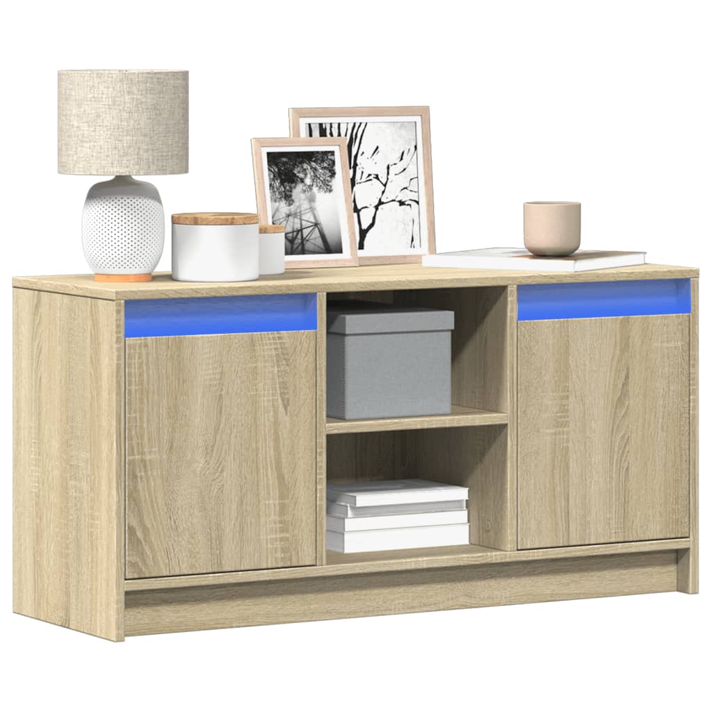 vidaXL TV Cabinet with LED 100x34x50 cm Engineered Wood Width 100 cm