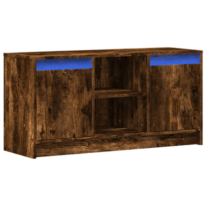 vidaXL TV Cabinet with LED Smoked Oak 100x34x50 cm Engineered Wood 3