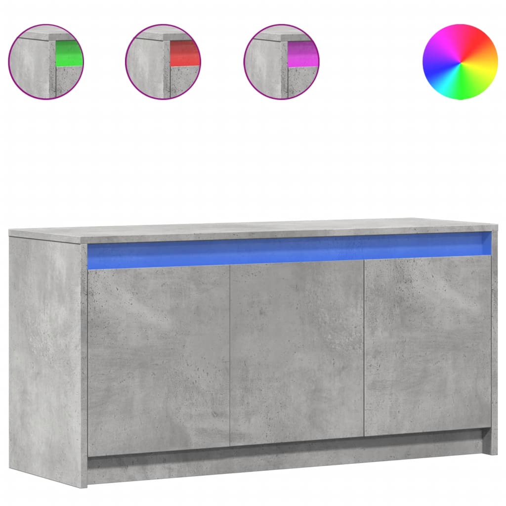 TV Cabinet with LED 100x34x50 cm Engineered Wood Concrete grey