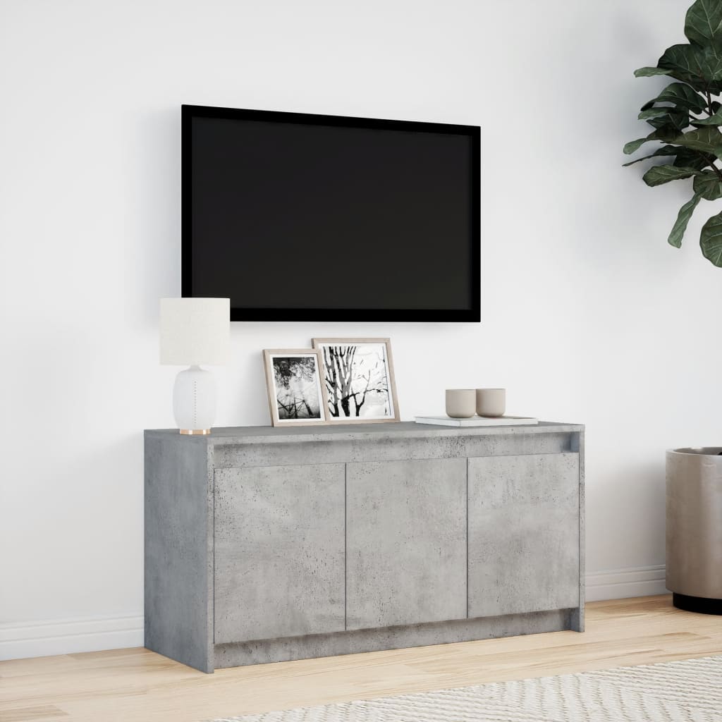 TV Cabinet with LED 100x34x50 cm Engineered Wood Concrete grey