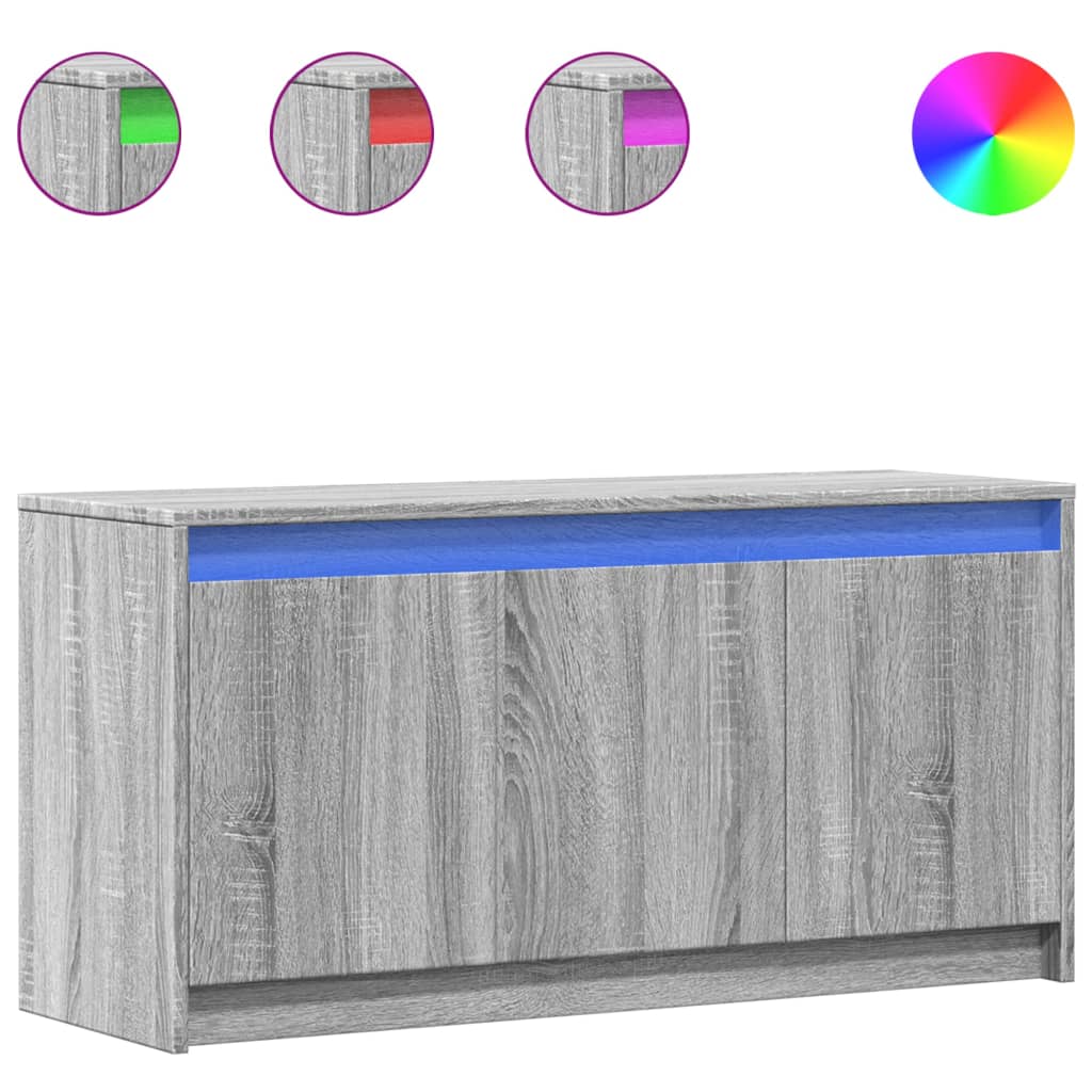 TV Cabinet with LED 100x34x50 cm Engineered Wood Grey sonoma