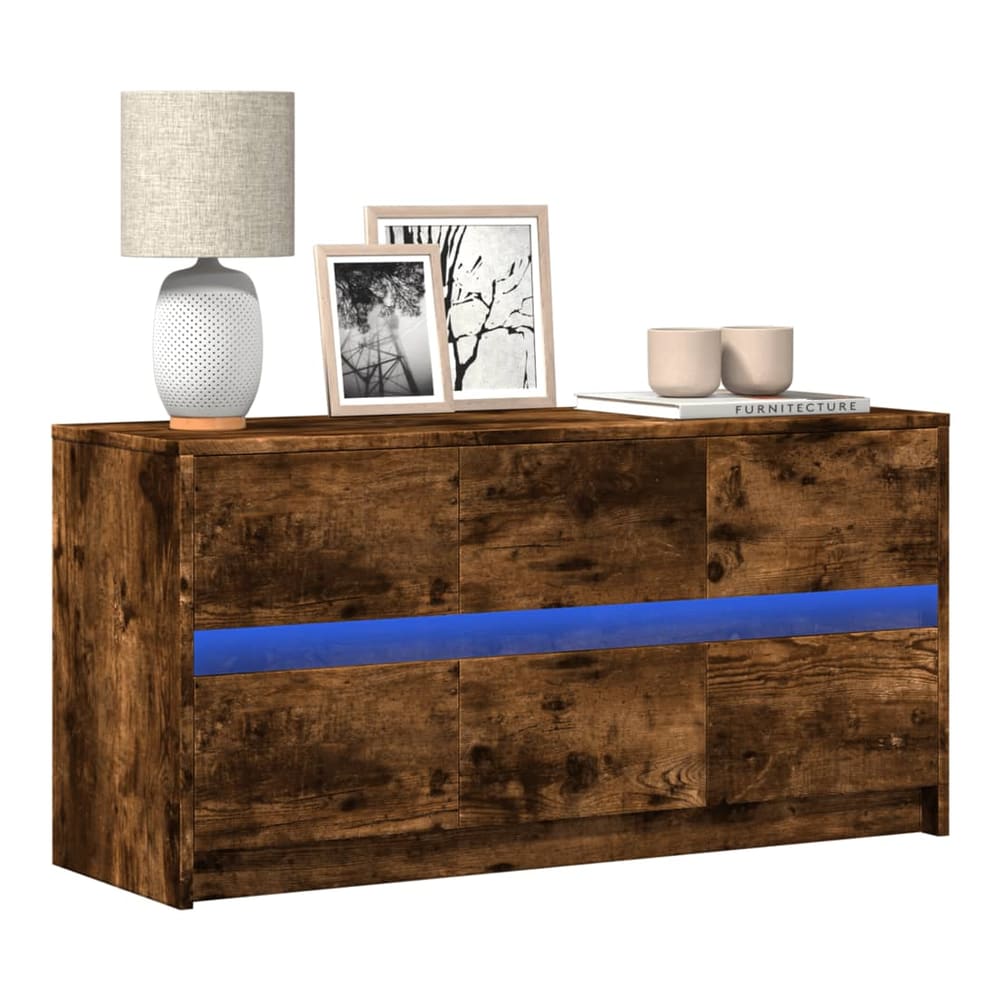 TV Cabinet with LED 100x34x50 cm Engineered Wood Smoked oak 100 cm