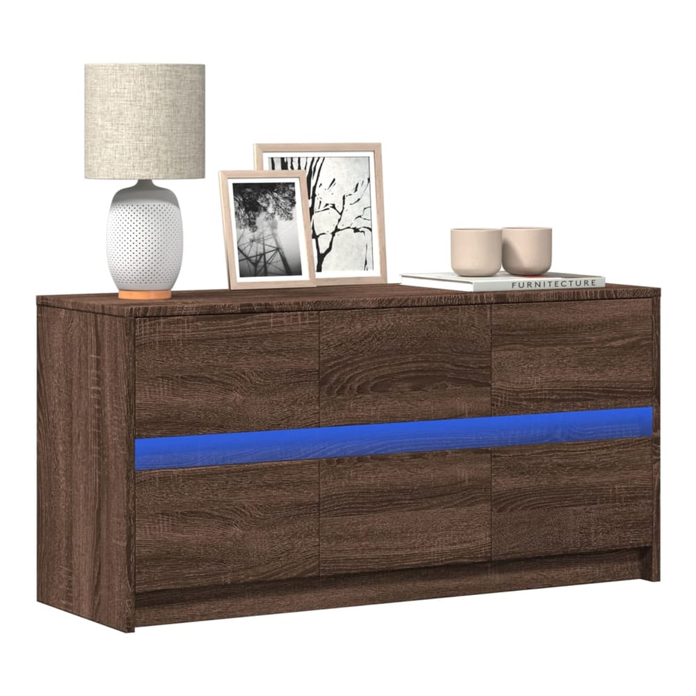 TV Cabinet with LED 100x34x50 cm Engineered Wood Brown oak 100 cm