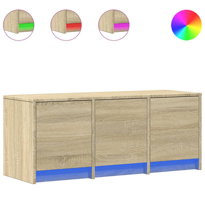 vidaXL TV Cabinet with LED Sonoma Oak 97x34x40 cm Engineered Wood 2