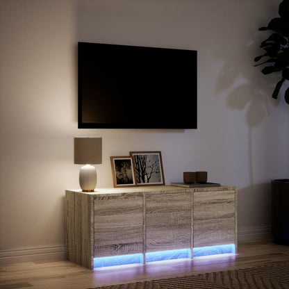 vidaXL TV Cabinet with LED Sonoma Oak 97x34x40 cm Engineered Wood 4