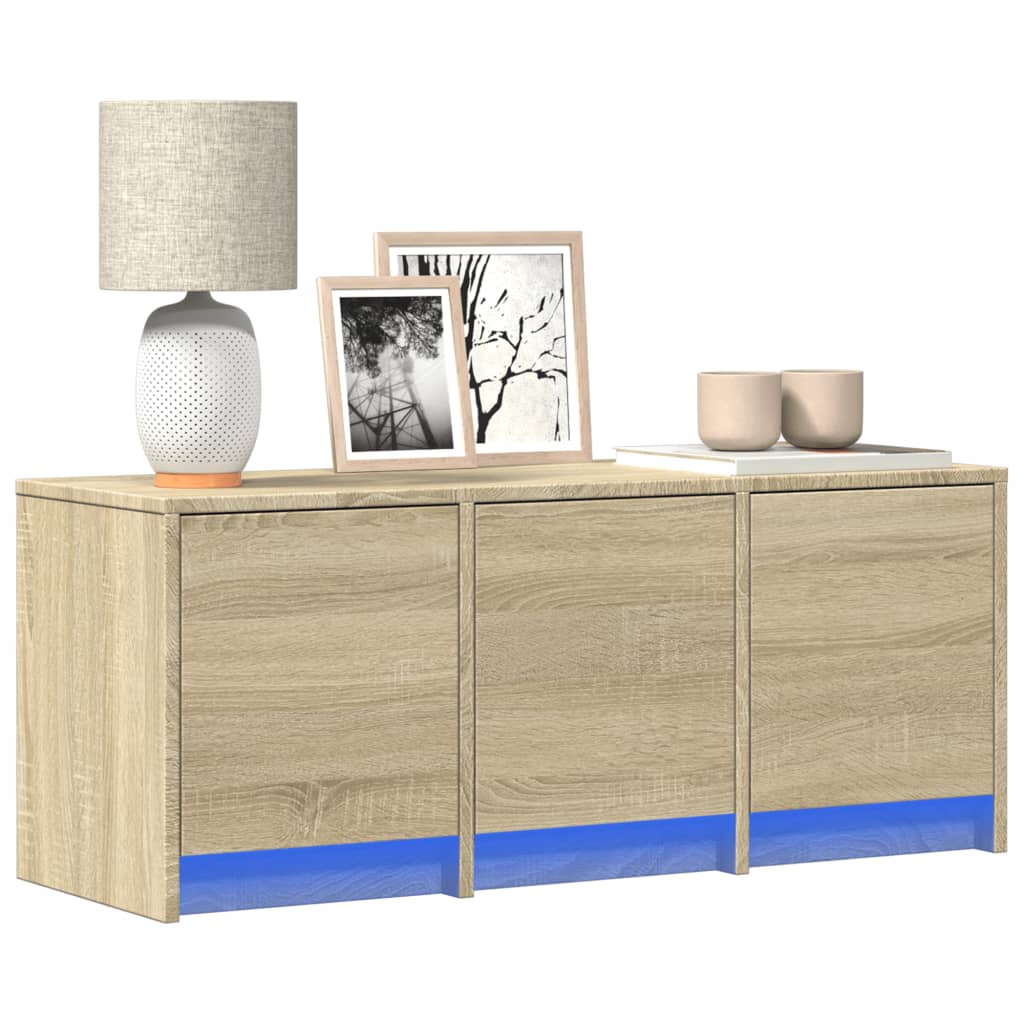 vidaXL TV Cabinet with LED Sonoma Oak 97x34x40 cm Engineered Wood 1