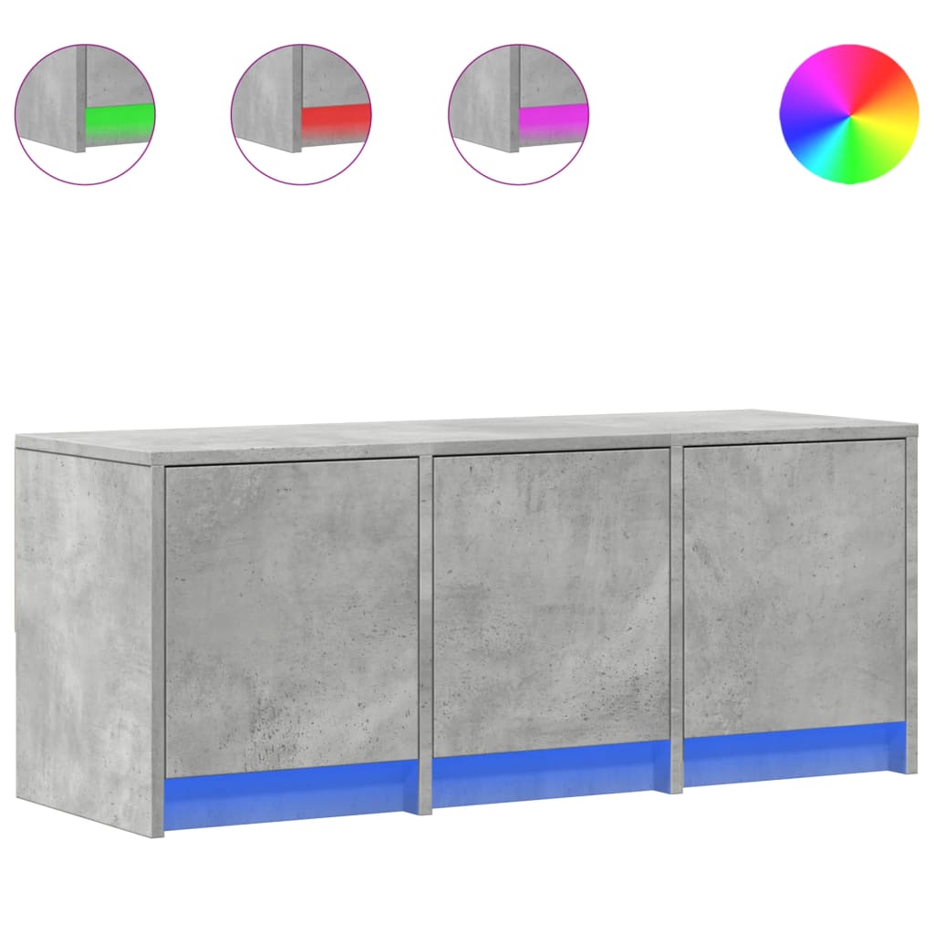 vidaXL TV Cabinet with LED Concrete Grey 97x34x40 cm Engineered Wood 2