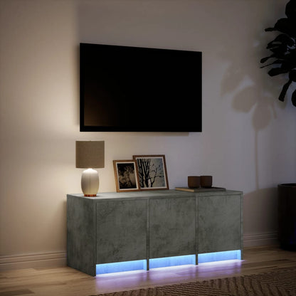 vidaXL TV Cabinet with LED Concrete Grey 97x34x40 cm Engineered Wood 4