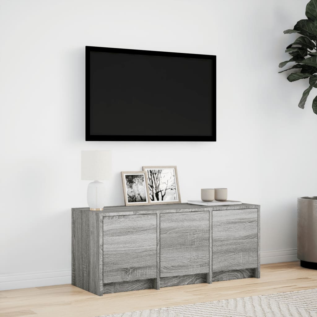 vidaXL TV Cabinet with LED Grey Sonoma 97x34x40 cm Engineered Wood 3