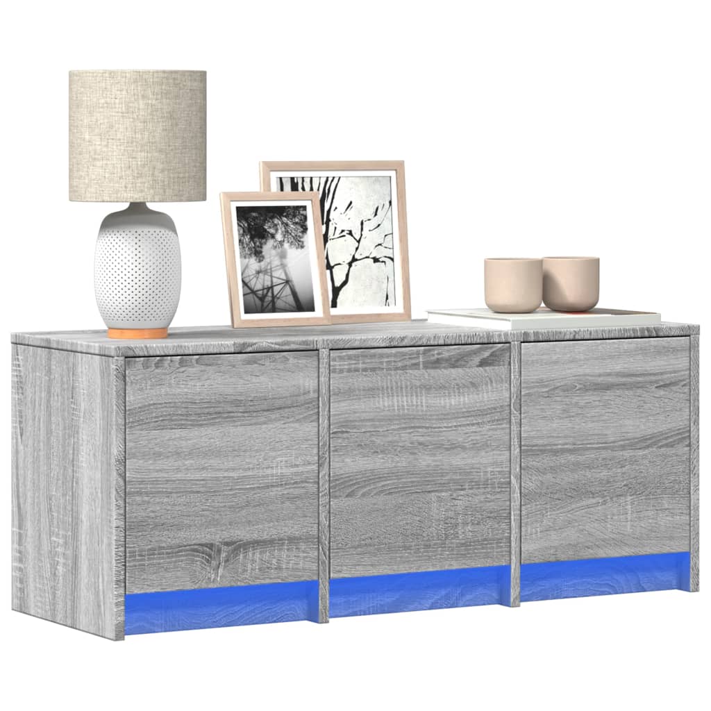 vidaXL TV Cabinet with LED Grey Sonoma 97x34x40 cm Engineered Wood 1