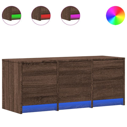 vidaXL TV Cabinet with LED Brown Oak 97x34x40 cm Engineered Wood 2