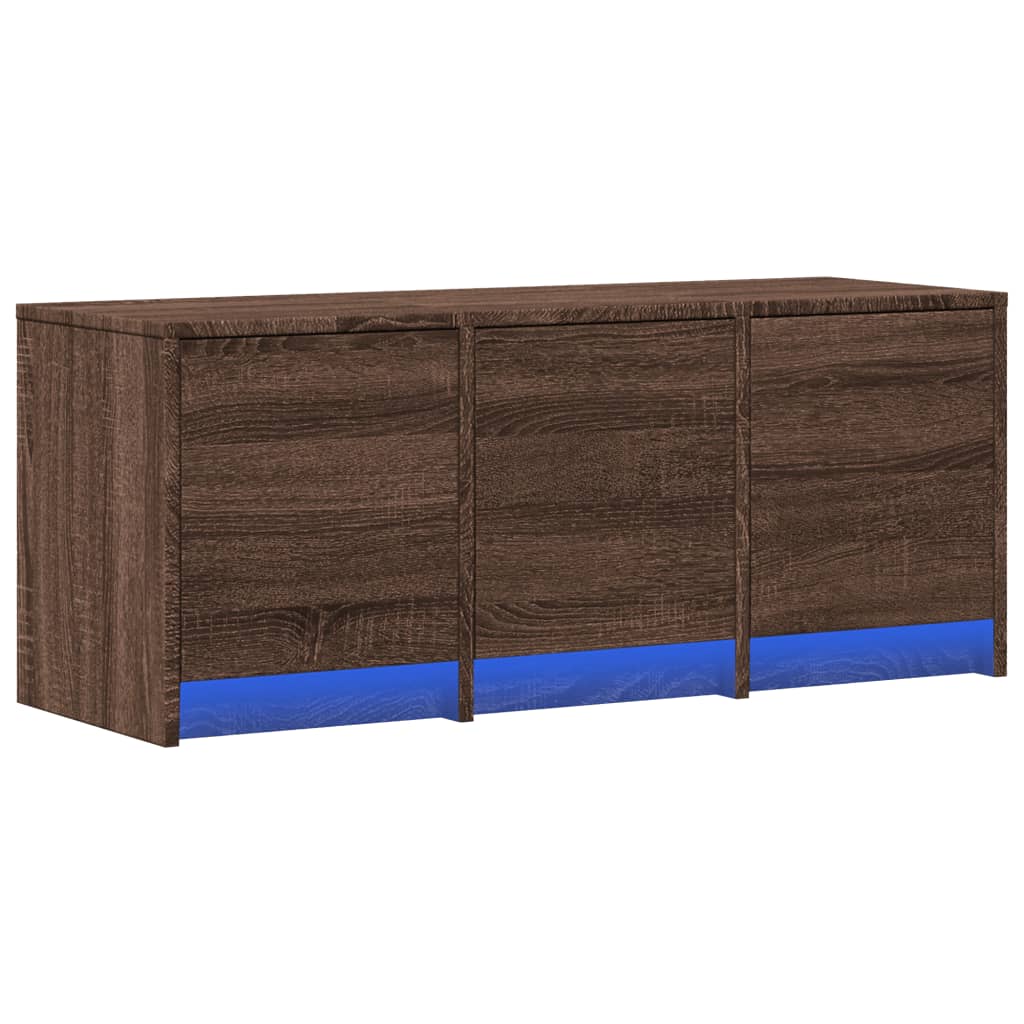 vidaXL TV Cabinet with LED Brown Oak 97x34x40 cm Engineered Wood 5