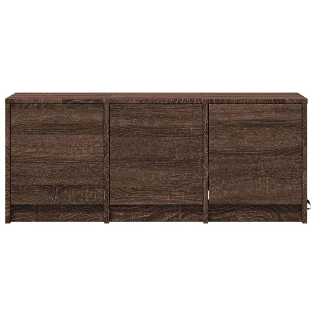 vidaXL TV Cabinet with LED Brown Oak 97x34x40 cm Engineered Wood 6