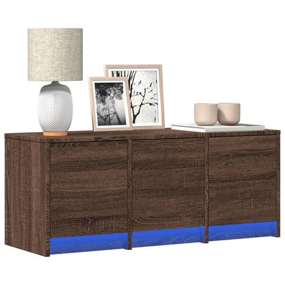 vidaXL TV Cabinet with LED Brown Oak 97x34x40 cm Engineered Wood 1