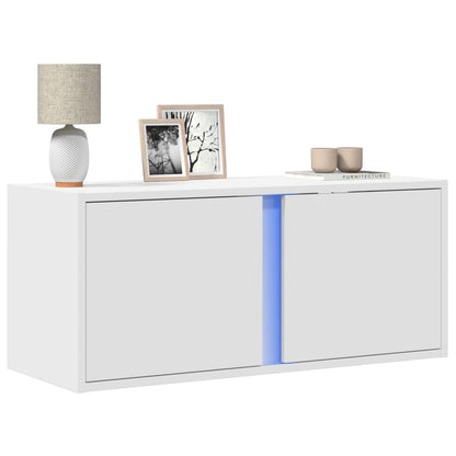 vidaXL TV Wall Cabinet with LED Lights White 80x31x35 cm 1