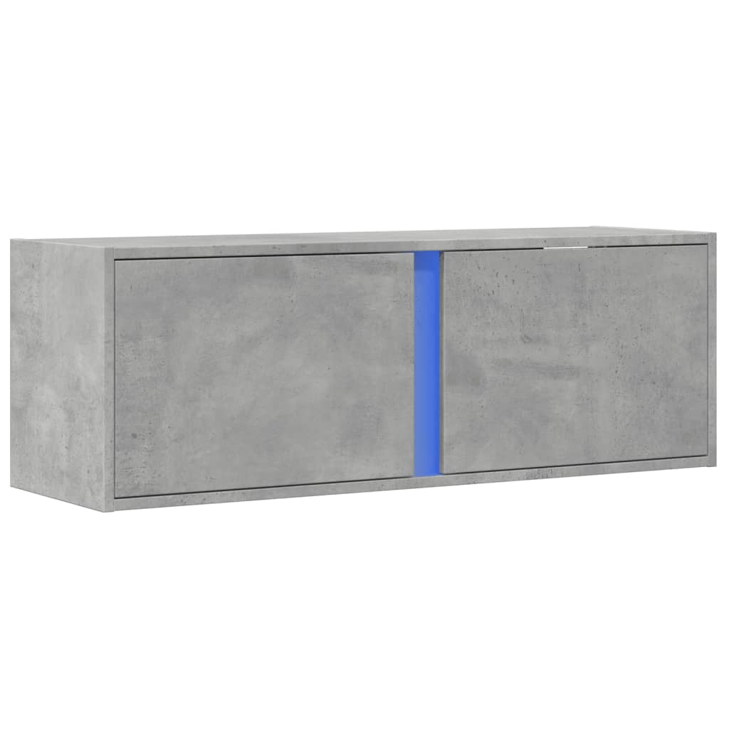 vidaXL TV Wall Cabinet with LED Lights Concrete Grey 100x31x35 cm 3