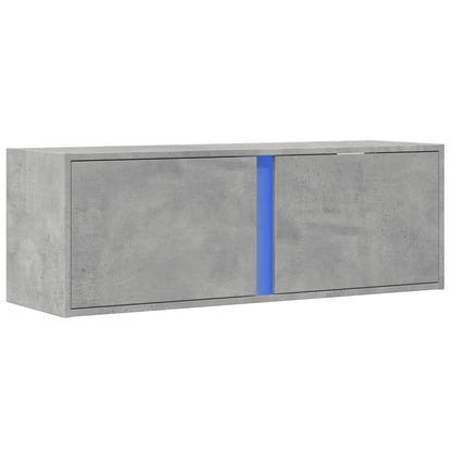 vidaXL TV Wall Cabinet with LED Lights Concrete Grey 100x31x35 cm 3