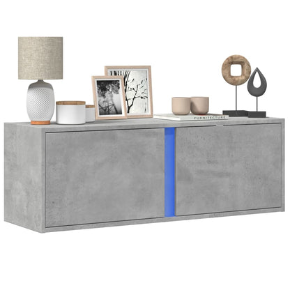 vidaXL TV Wall Cabinet with LED Lights Concrete Grey 100x31x35 cm 1