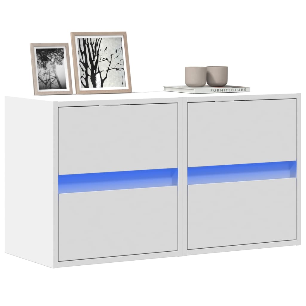 TV Wall Cabinets with LED Lights 41x31x45 cm 2 pcs White
