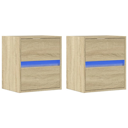 TV Wall Cabinets with LED Lights 41x31x45 cm 2 pcs Sonoma oak