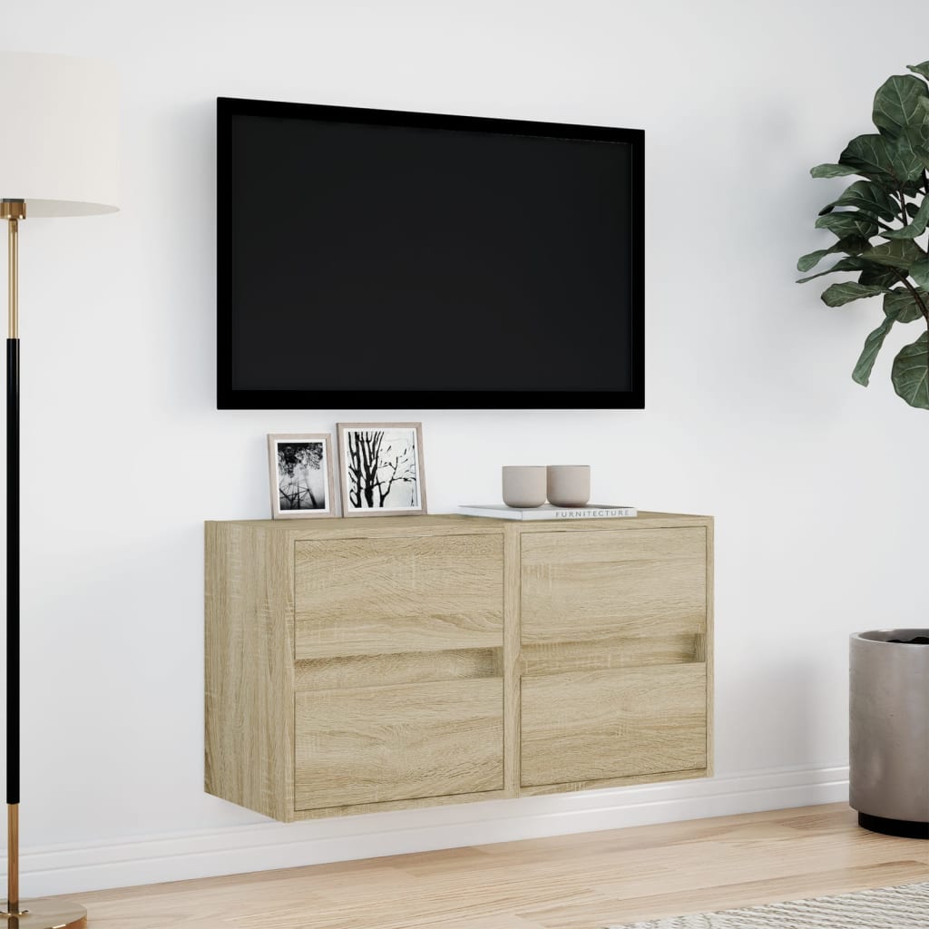 TV Wall Cabinets with LED Lights 41x31x45 cm 2 pcs Sonoma oak