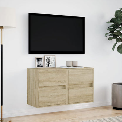 TV Wall Cabinets with LED Lights 41x31x45 cm 2 pcs Sonoma oak