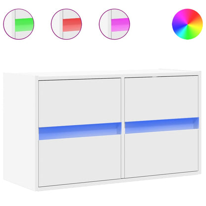 vidaXL TV Wall Cabinet with LED Lights White 80x31x45 cm 2