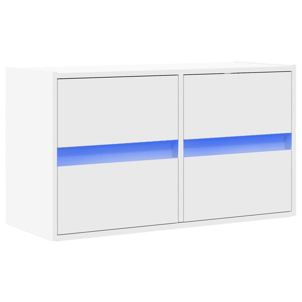 vidaXL TV Wall Cabinet with LED Lights White 80x31x45 cm 3