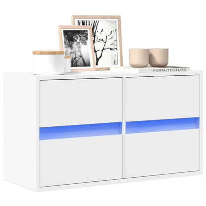 vidaXL TV Wall Cabinet with LED Lights White 80x31x45 cm 1